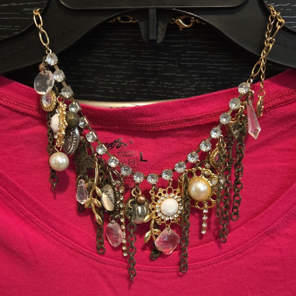 Elegant Gold and Silver Statement Necklace